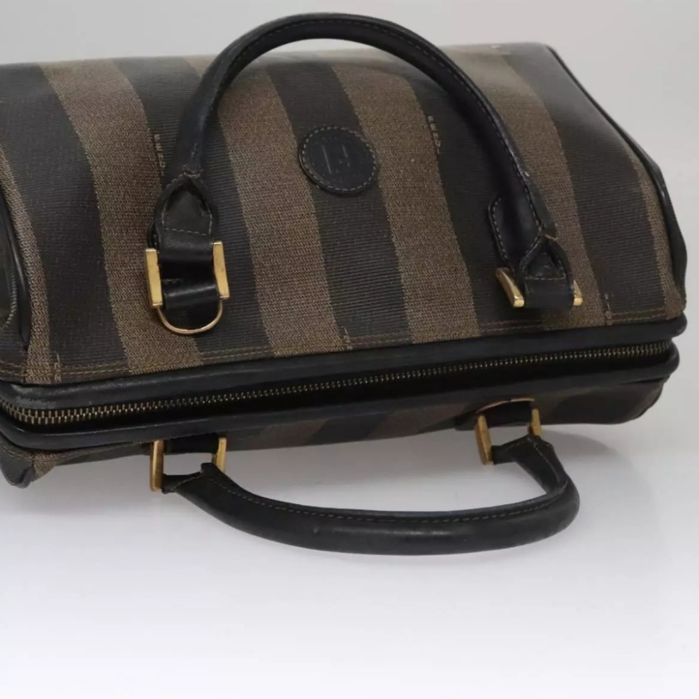 FENDI PECAN CANVAS HANDBAG BROWN/BLACK - Picture 4 of 16